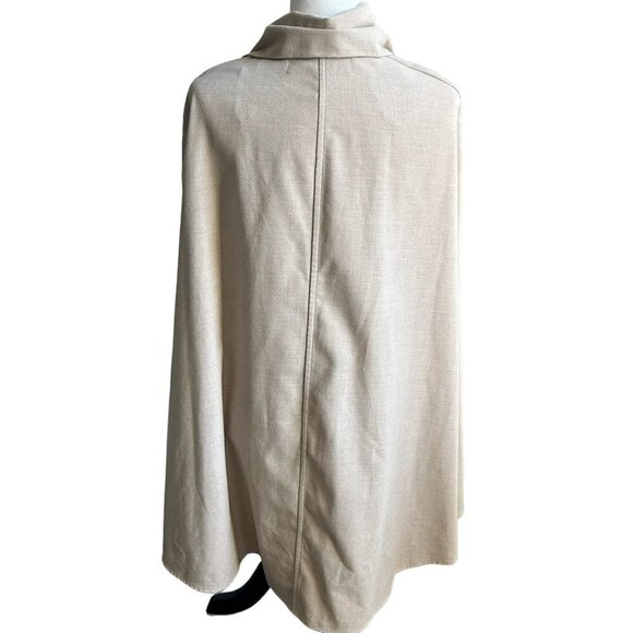 ZARA Lightweight Tan Fall Cape with Button Closure and Built In Scarf US XS - Picture 3 of 5